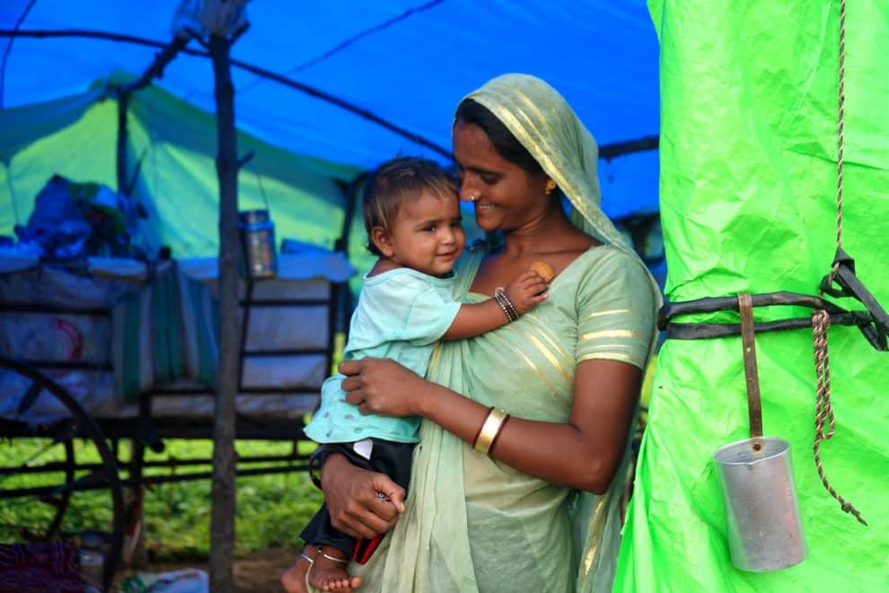 nomadic tribe woman with baby at the tent india 2021 12 24 02 28 20 utc