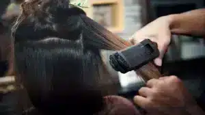 women hair straightening